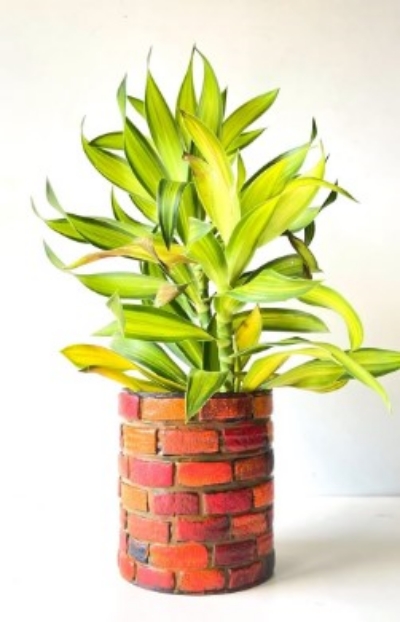 Brick painting on a pot