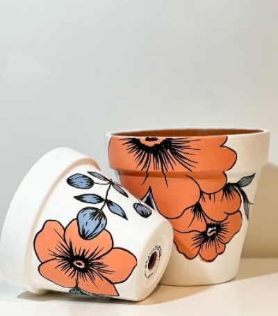 Minimalist Floral Painting pot