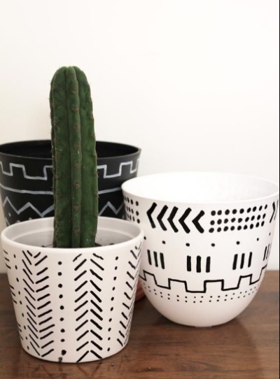 Mud-cloth-inspired Bohemain planters