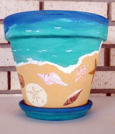 Paint a beach pot for cottage