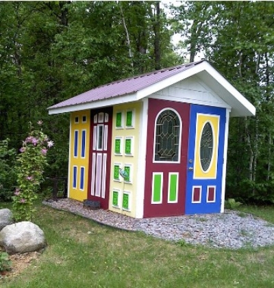 Reuse old doors to add a vintage charm to your garden shed