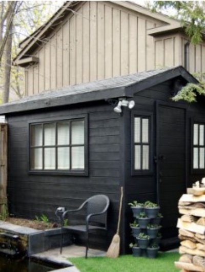 Spray Painting a Potting Shed