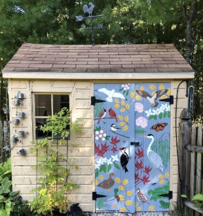phenomenal Aves Painted door with bright blue base color.