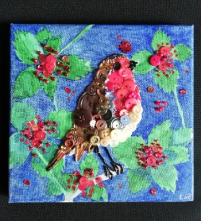 Bird Art like red buttons to make robin