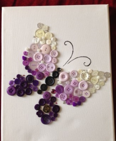 Button Art Featuring Simple Butterflies