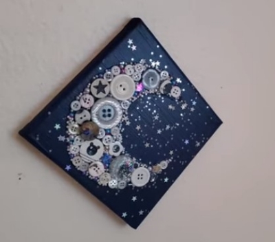 Moon and Stars on Canvas