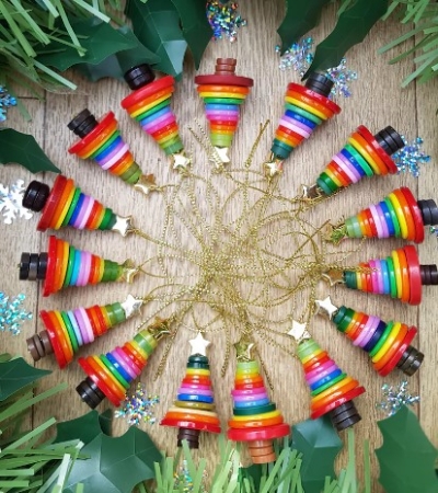 Rainbow Christmas Trees for hanging