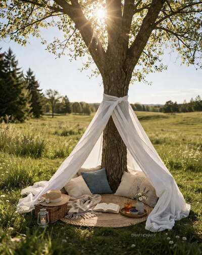 diy-tent-using-long-sheets-bedsheets-comfortable-park-picnic