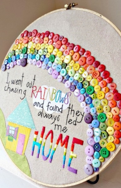 embroidery hoop button art.