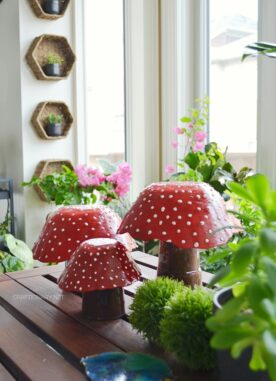 DIY Bowl and Glass Mushrooms Garden Decor