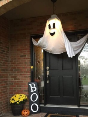 Ghost around the porch light halloween craft