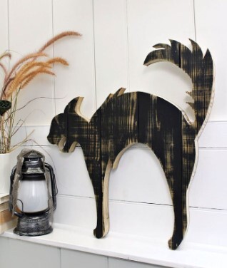 wooden Black Cat Cutout for 2D crafts