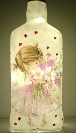 Decorative-Glass-Bottle-with- Decoupage