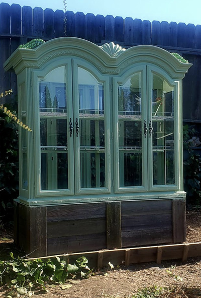 Repurposed-China-Hutch-into-Mini-Green-House