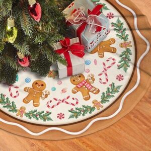 Tree Skirt Ginger bread Man velvet with Pom Pom 1.5m diameter