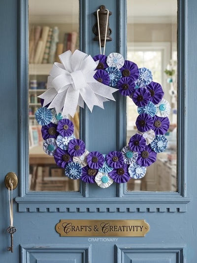 diy-yoyo-flowers-adorable-crafts-wreath-handmade