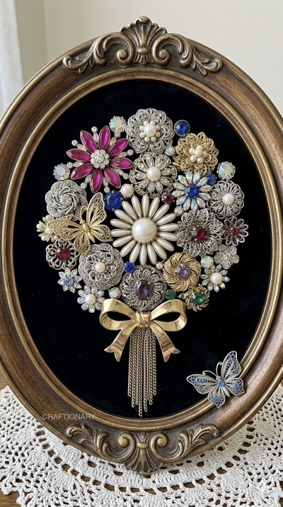 old-jewelry-art-beautiful-bouquet-frame