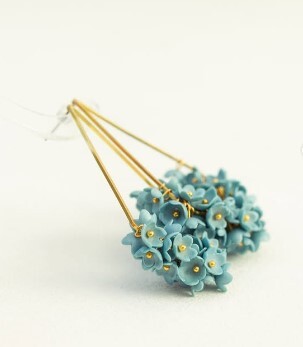 Blue Delicate Floral Earrings
