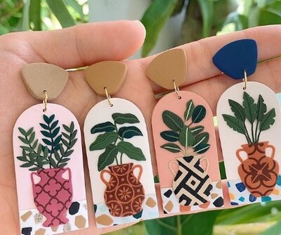 Pot Design Terrazzo Earrings 