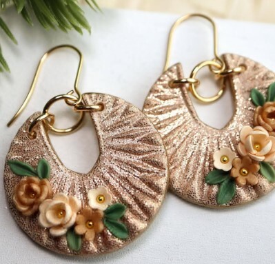 Sparkling Floral Clay Earrings