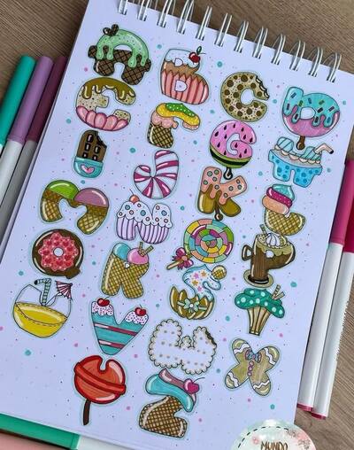 dessert-themed-letters-art-a-day-doodle-journal
