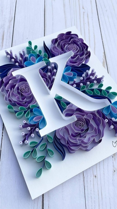 monogram paper art using quilling paper technique