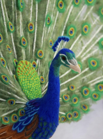 needle-felting-Colorful-Peacock-with-Intricate-Feathers