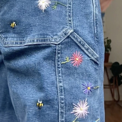 Hand-embroidered-carpenter-jeans