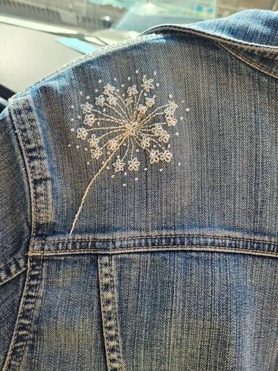 Hand-embroidered-jacket-Dandelion-pattern
