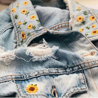 Hand-embroidered-jacket-Sunflower-Collar-Pop