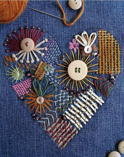 Heart-shaped-floral-embroidery-with-buttons