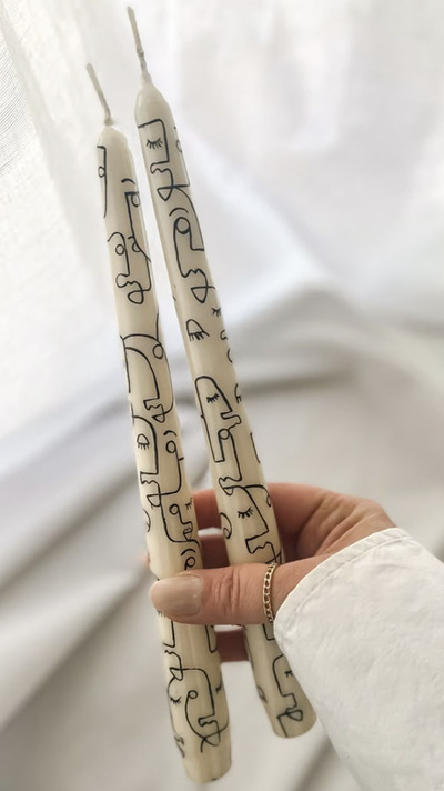 Minimalist-Line-Art-hand-painted-candles-diy