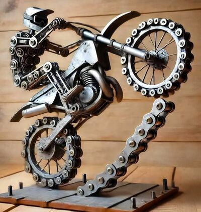 Motocross-Bike-old-tools-Sculpture