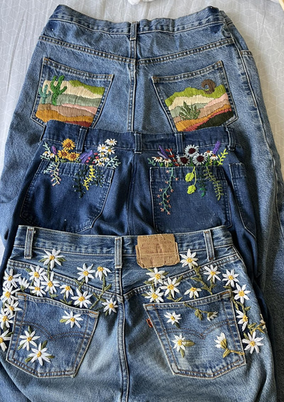 Three-pairs-of-Summer-Hand-Embroidered-Jeans