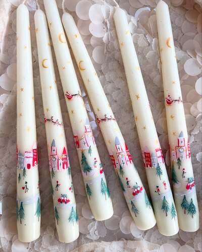 Winter-City-Scene-Painted-Christmas-Candles-hand-painted-candles-diy