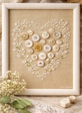 DIY Embroidered Button Art Frame