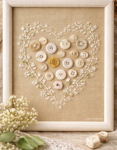 DIY Embroidered Button Art Frame