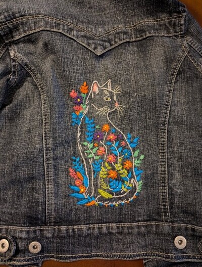 hand-embroidered-jacket-idea-Floral-Cat-Silhouette