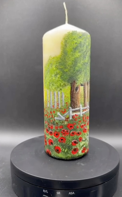 hand-painted-candle-hare-poppies-diiy