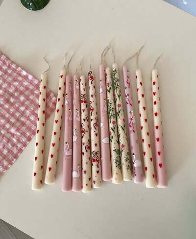 heart-swans-valentine-hearts-hand-painted-candles-diy