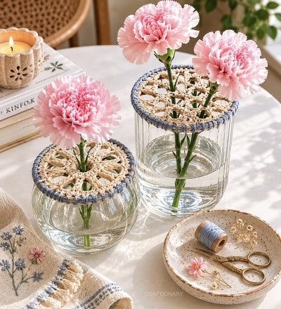 knitted-cane-flower-holder-for-jars-and-vases