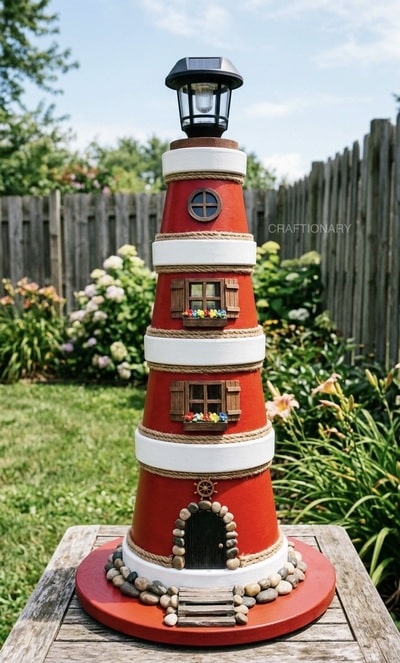 terra-cotta-pots-solar-light-lighthouse-diy