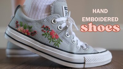 Pastel-Gray-Wildflower-embroidery-Canvas-Shoes
