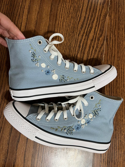 Pearl-Beadwork-and-Pastel-Detail-on-Light-Blue-Converse-High-Tops-hand-embroidered