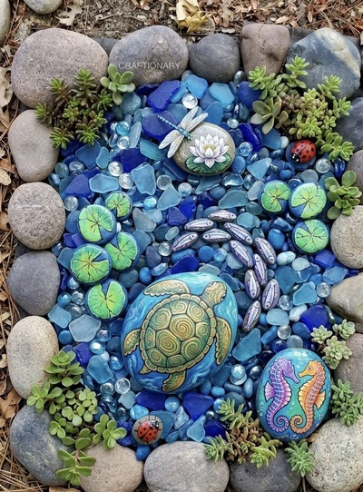 make-painted-rocks-pebbles-sea-glass-fish-pond-garden-decor