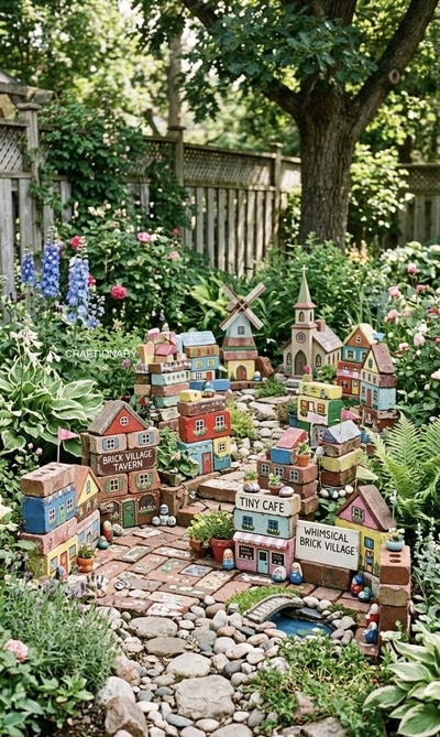 painted-brick-garden-village-art-diy