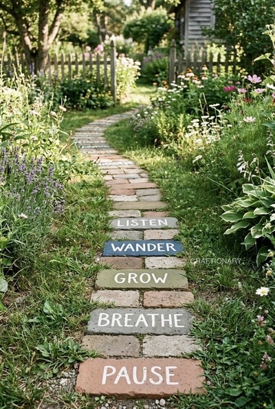 painted-word-bricks-mindfulness-garden-pathway