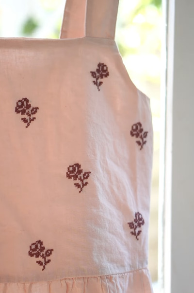 Floral-Cross-Stitch-Pattern-on-Dress
