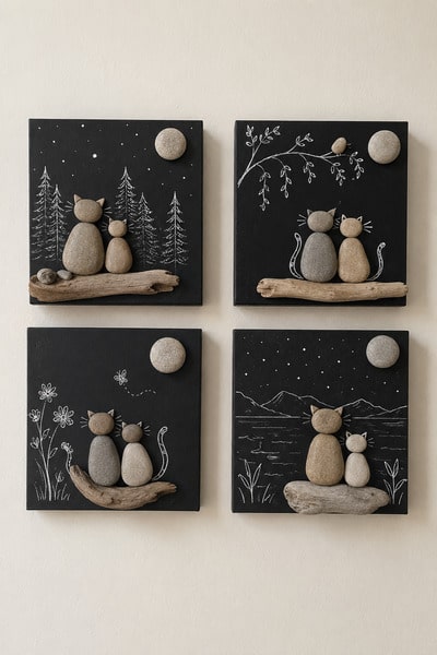 cute-cat-pebble-art-idea