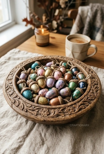 painting-on-acorns-with-bright-nail-polish